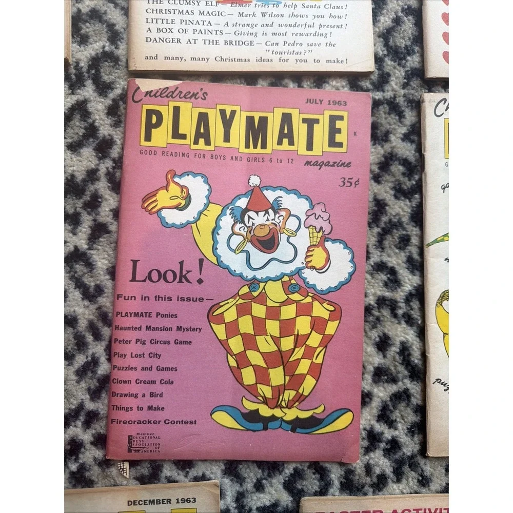 VTG Lot of 8 Children's Playmate Magazines 1962-65 Puzzles Great Pics Ephemera